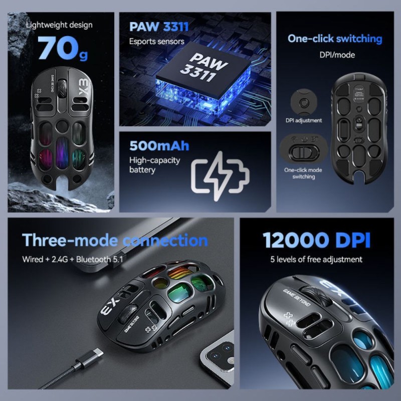 T-wolf X3 RGB (Multi Mode) Gaming Mouse
